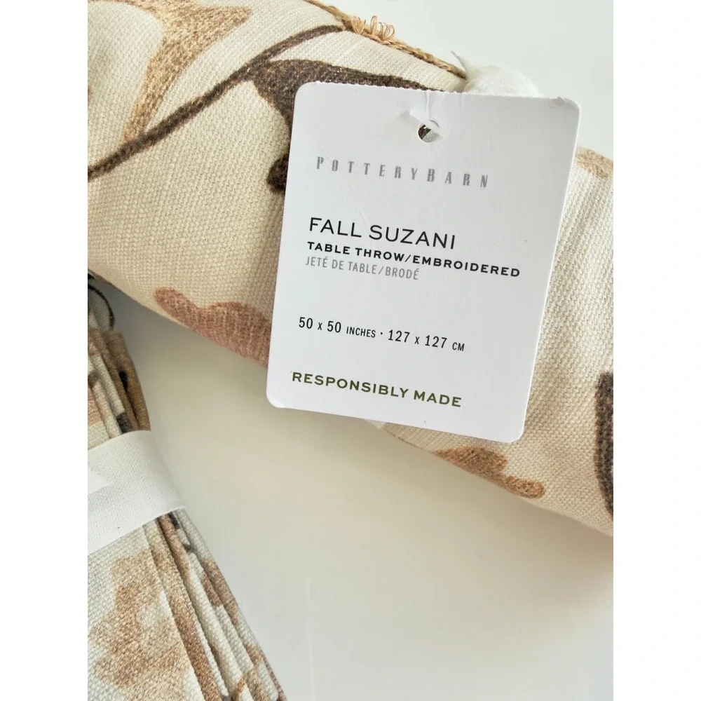 Pottery Barn Fall Suzani Embroidered Table Throw & Napkins, NWT, Retail $197
